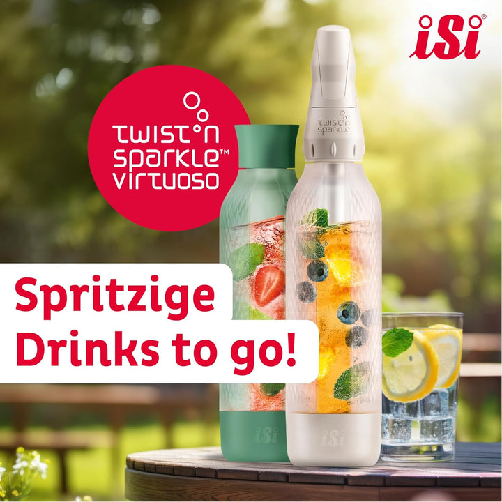 iSi Twist'n Sparkle Virtuoso Wassersprudler 0.95L – Soda Maker für Sprudelwasser, Säfte & Cocktails