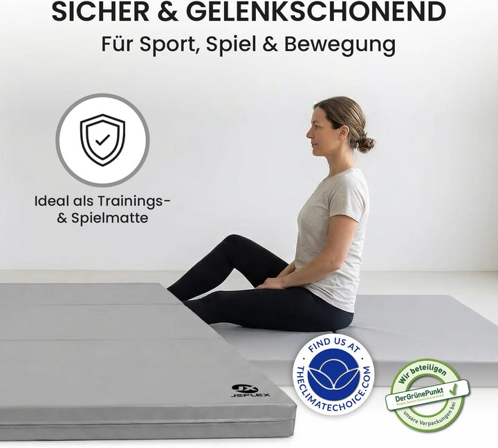 Jeflex - klappbare Weichbodenmatte & Turnmatte 150 x 100 x 8 cm MADE IN GERMANY/Gymnastikmatte tragb
