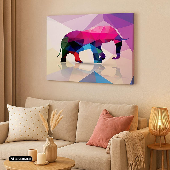 Bilder auf Leinwand 100x70cm Leinwandbild Elefanten Illustration Bunt Gross Wanddeko Bild Schlafzimm