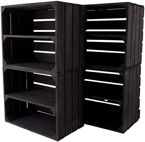 9er Set Neue Schwarze Obstkiste mit Zwischenboden 50cm x 40cm x 30cm Regal Holzregale Regalsystem We