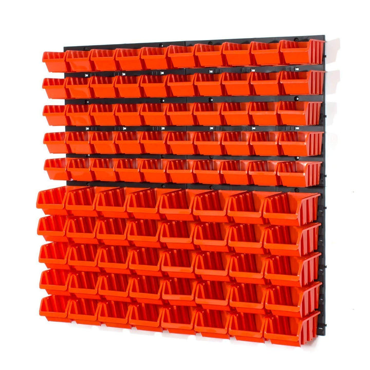 Wandregal, mit 94 Elementen, 90 Sichtboxen, Orange
