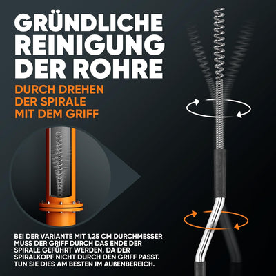 Meisterfaktur Rohrreinigungsspirale 3.0 [15m] - extra lang - Ideale Abflussspirale für eine umweltfr