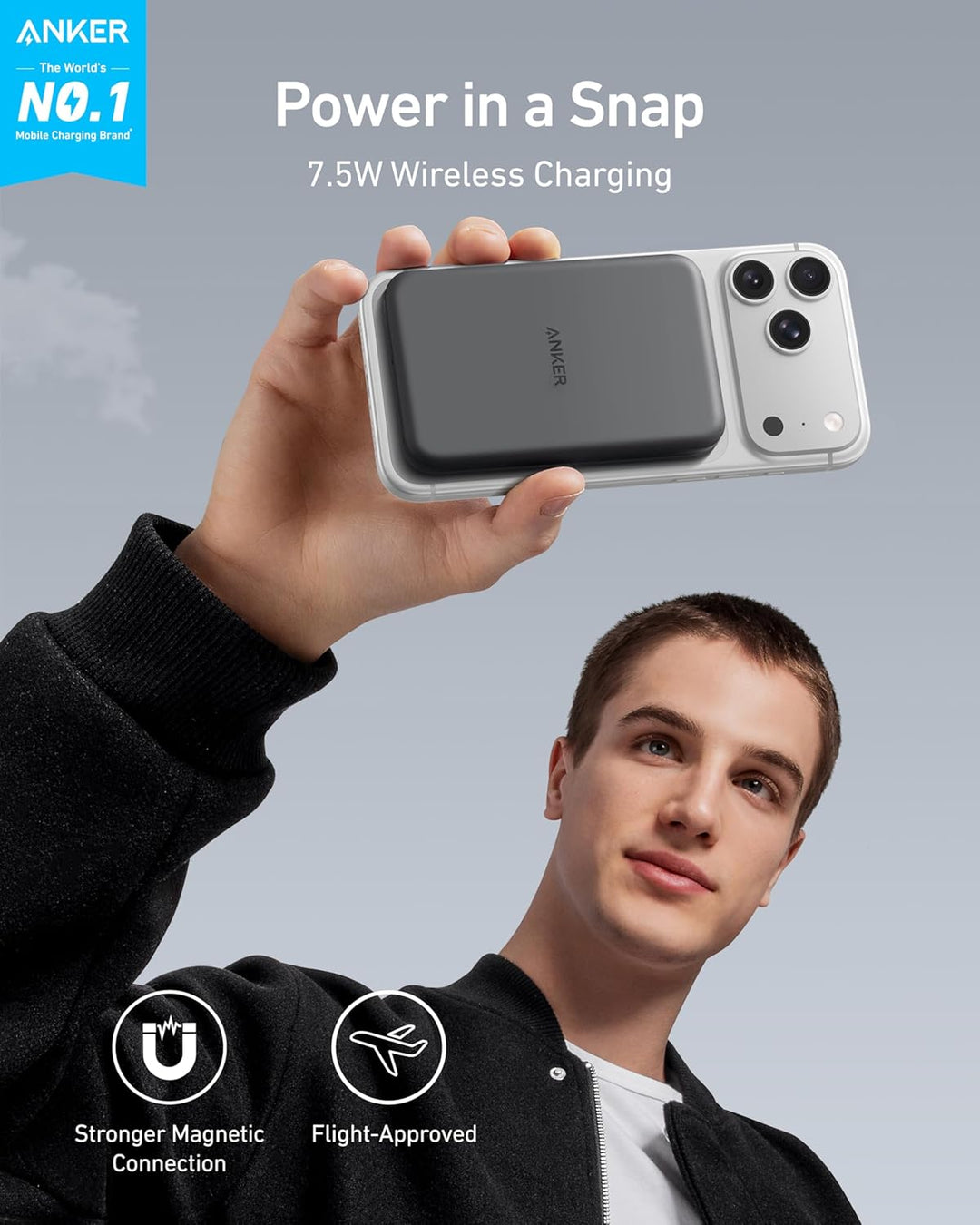 Anker 621 Magnetic Battery (MagGo), 5000mAh magnetische Powerbank mit USB-C Kabel, Nur kompatibel mi