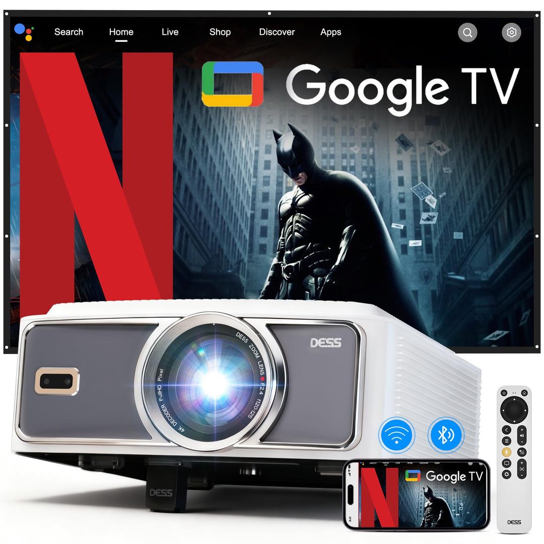 Beamer-4K[1500ANSI&Autofokus/Trapezkorrektur] Tageslicht Projector mit WiFi 6 Bluetooth,DESS Full-HD