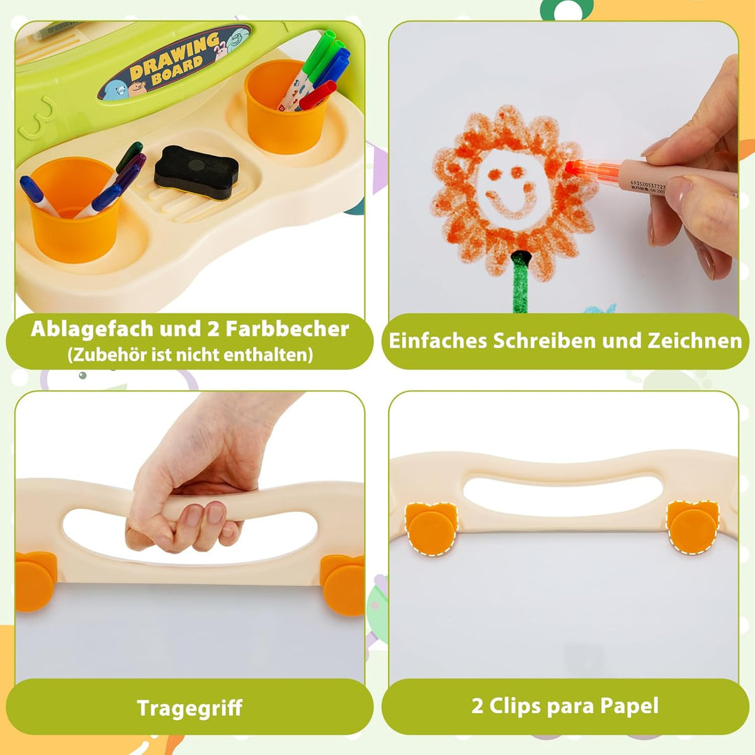 GOPLUS Staffelei mit Doppelseitiger Tafel, Drehbare & Magnetische Maltafel mit Füssen in 2 Verschied