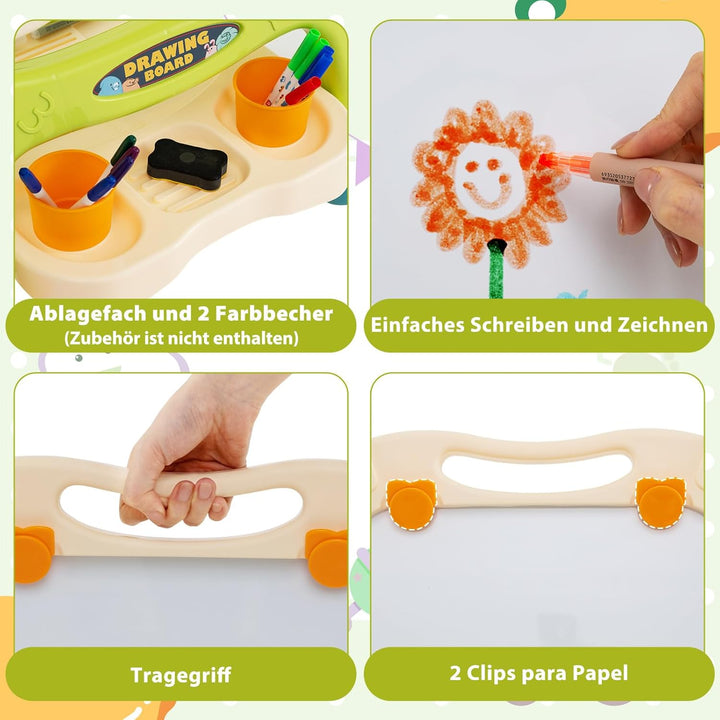 GOPLUS Staffelei mit Doppelseitiger Tafel, Drehbare & Magnetische Maltafel mit Füssen in 2 Verschied