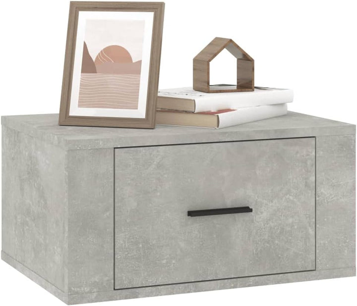 WIFESE Wand-Nachttisch Betongrau 50x36x25 cm Nachtschrank Nachtkästchen Bedside Table Nightstand Nac