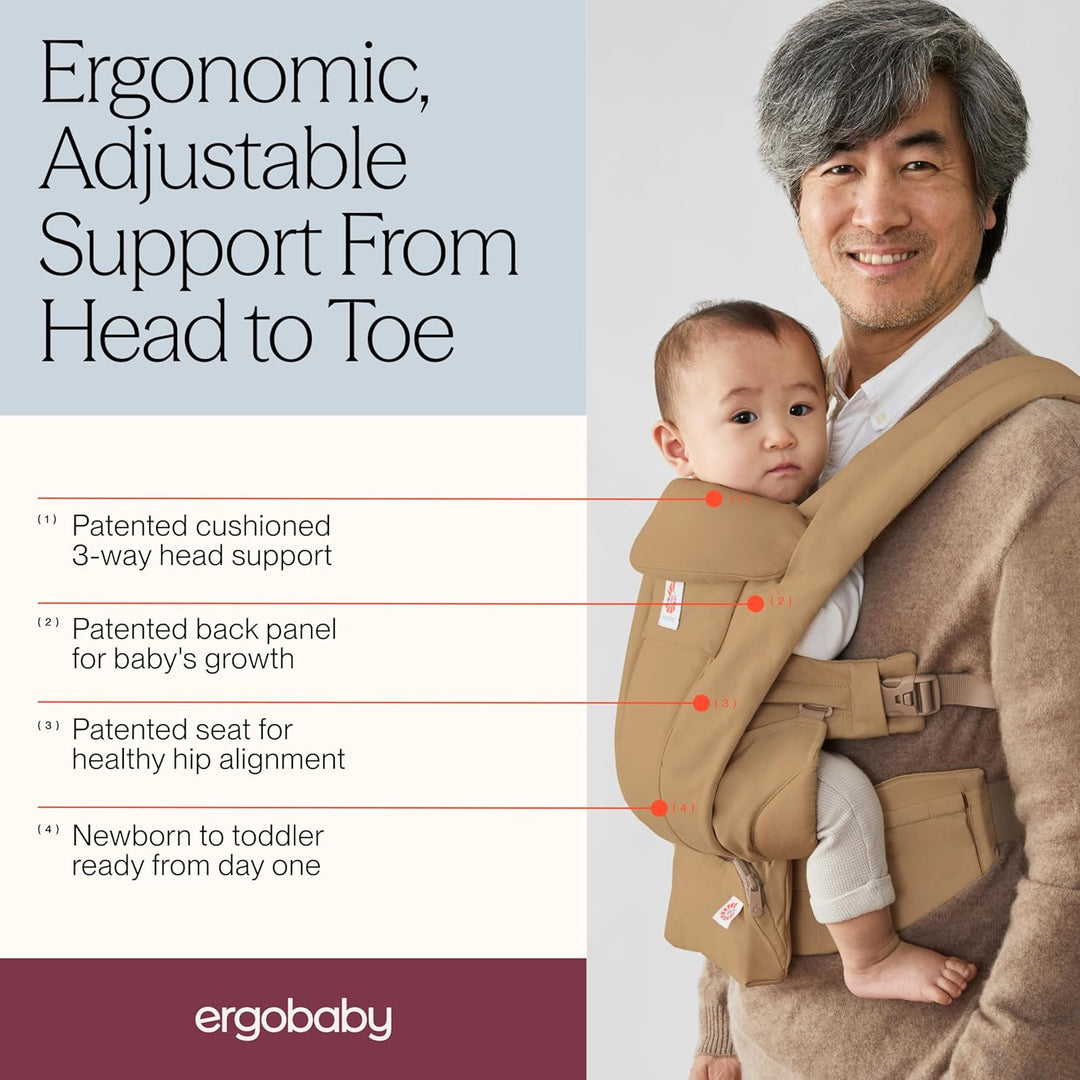 Ergobaby Omni Deluxe All-in-One Babytrage für Neugeborene ab Geburt bis 20kg, Ergonomische 4-Positio