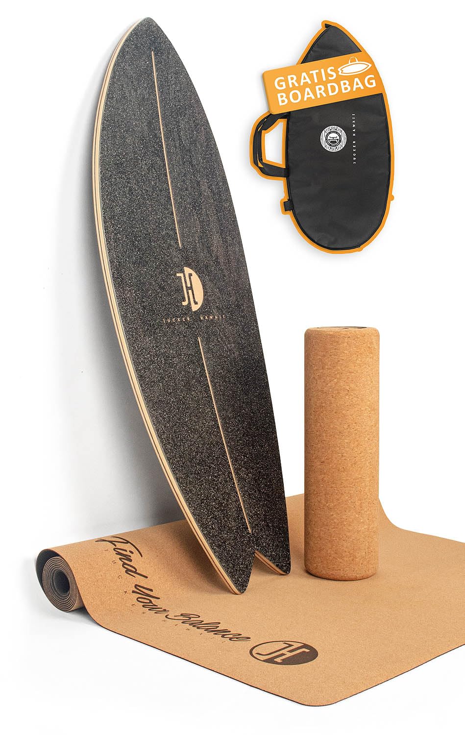 JUCKER HAWAII Balance Board Ocean Rocker - Balanceboard mit Rocker Shape (100% Echtholz) und extra r