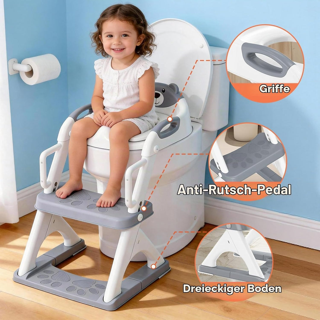 SKYROKU Toilettensitz 2 in 1 Toiletten Aufsatz für Kinder 2-7 Jahre Upgraded Stabil bis 90kg PP(BPA-
