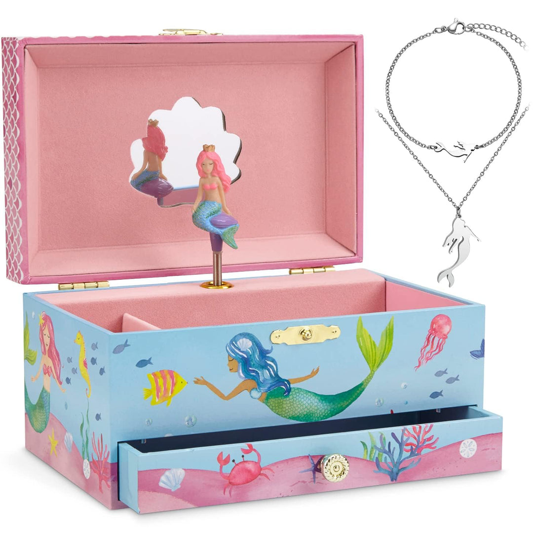Jewelkeeper - Nixenspieldose und Schmuckset für kleine Mädchen - 3 Meerjungfrauengeschenke für Mädch