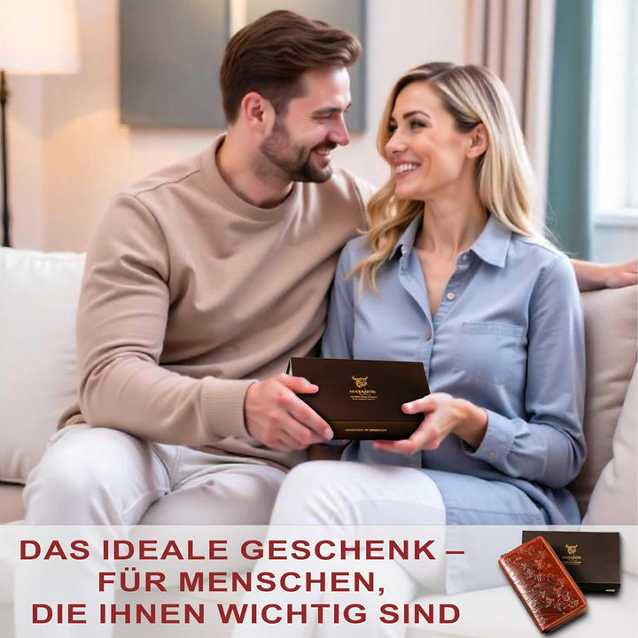 MATADOR Geldbörse Damen XXL Gross Leder Geldbeutel Doppelter Reissverschluss TÜV Geprüfter RFID & NF