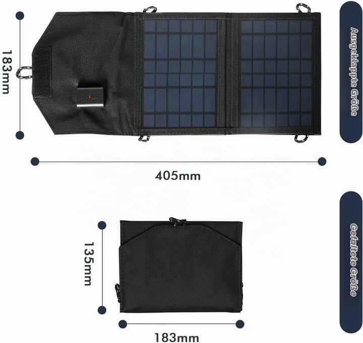 DEWIN Faltbares Solarpanel 15w, 15W 5V Solarpanel mit USB-Anschluss Solarladegerät für Handy und Lap