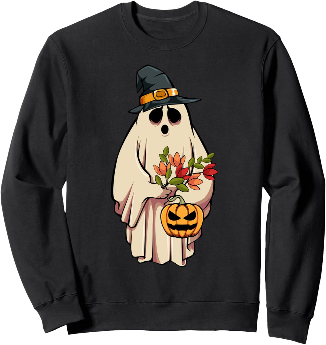 Vintage Floral Ghost Cute Halloween Costume Funny Creepy Sweatshirt