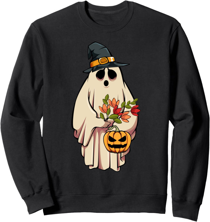 Vintage Floral Ghost Cute Halloween Costume Funny Creepy Sweatshirt