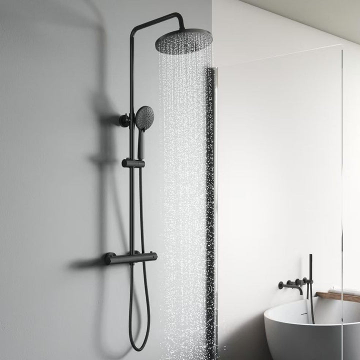 KOMIRO Duschsystem mit thermostat, Duschsystem Schwarz, Duscharmatur mit Thermostat, Duschsäule Höhe