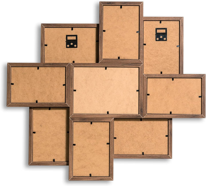 VictoR Bilderrahmen Collage Braun Holz mit 9 Bildern (8 x 10x15cm; 1 x 13x18cm) - Collage Bilderrahm