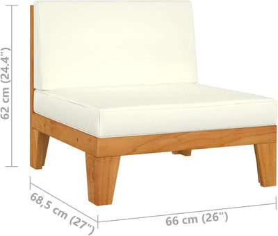 Tidyard Modular Mittelsofa mit Kissen Gartensofa Einzelsofa Loungesofa Gartenmöbel Akazie Massivholz