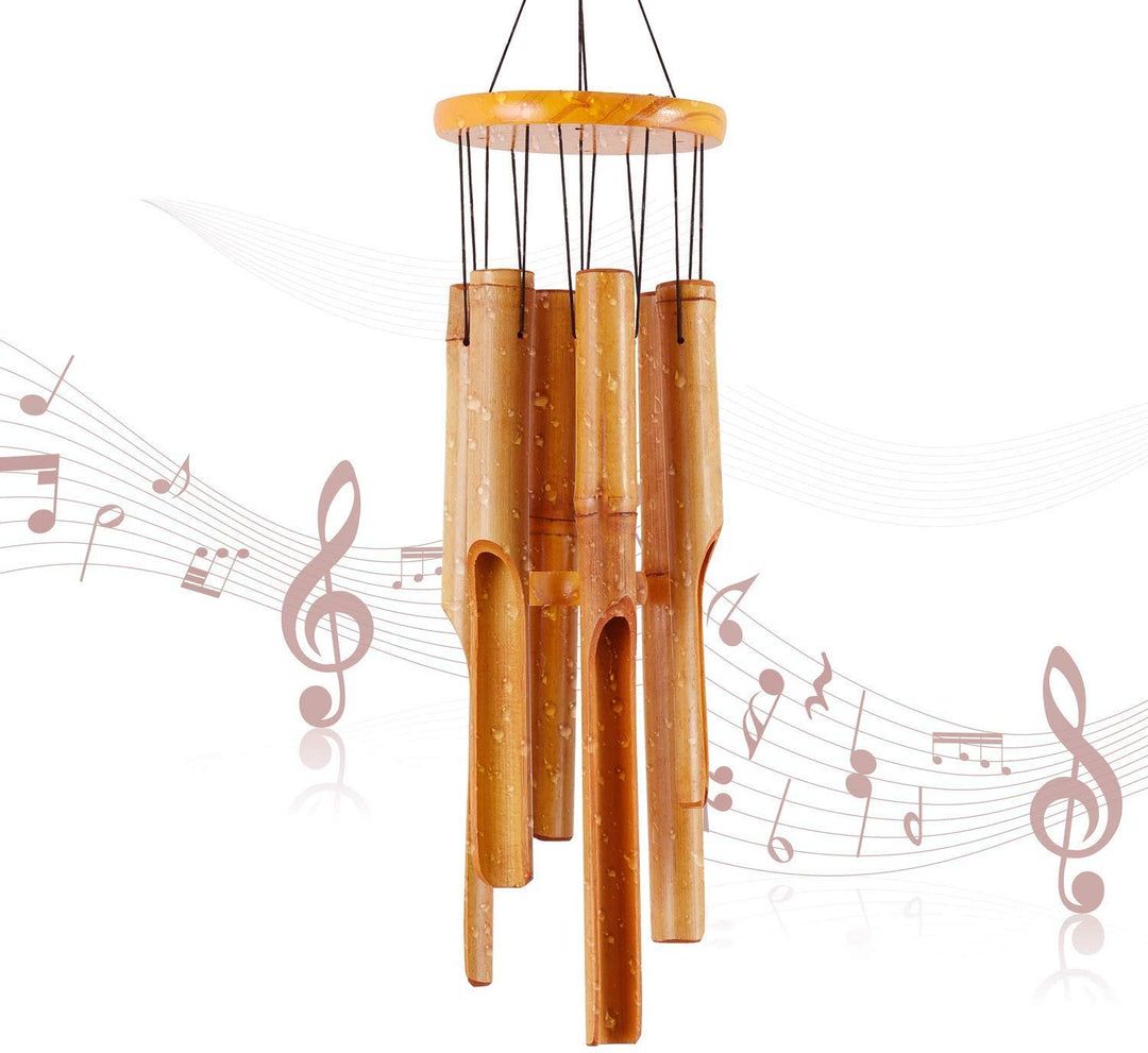 RDUTUOK Bambus-Windspiel, Gedenkspiel, Holz, gross, für drinnen und draussen, 81,3 cm, Windspiel für