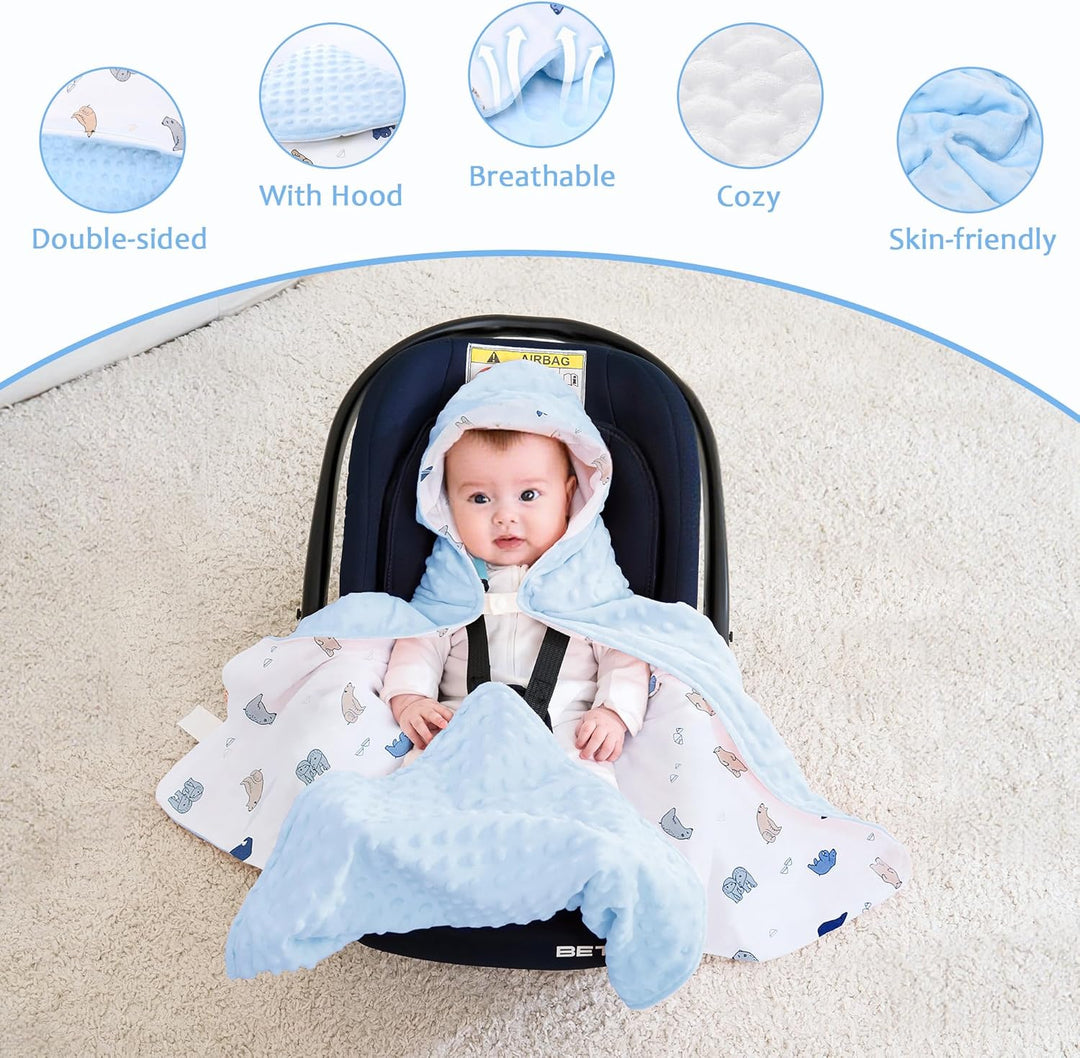 Baby Einschlagdecke 100% Baumwolle, Universal Einschlagdecke Babyschale 90 x 90cm, Herbst-Winter-Bab