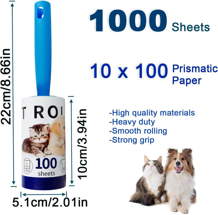 Extra klebrige Fusselrolle Mega Value Set 1000 Blatt, mit 3 Griffen Lint Roller, Fusselroller für Kl