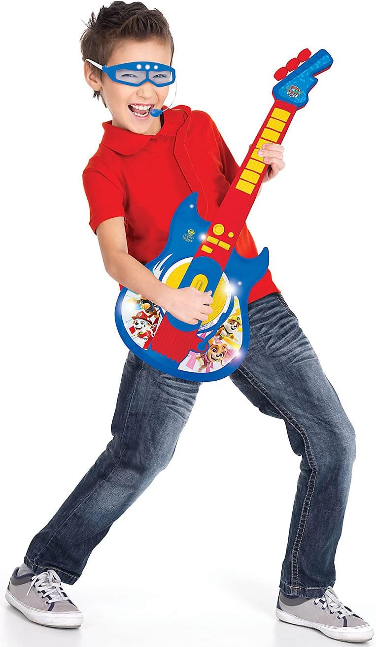Lexibook, Paw Patrol, Leuchtende elektronische Gitarre mit Mikrofon, Brille mit Mikrofon, Melodien,