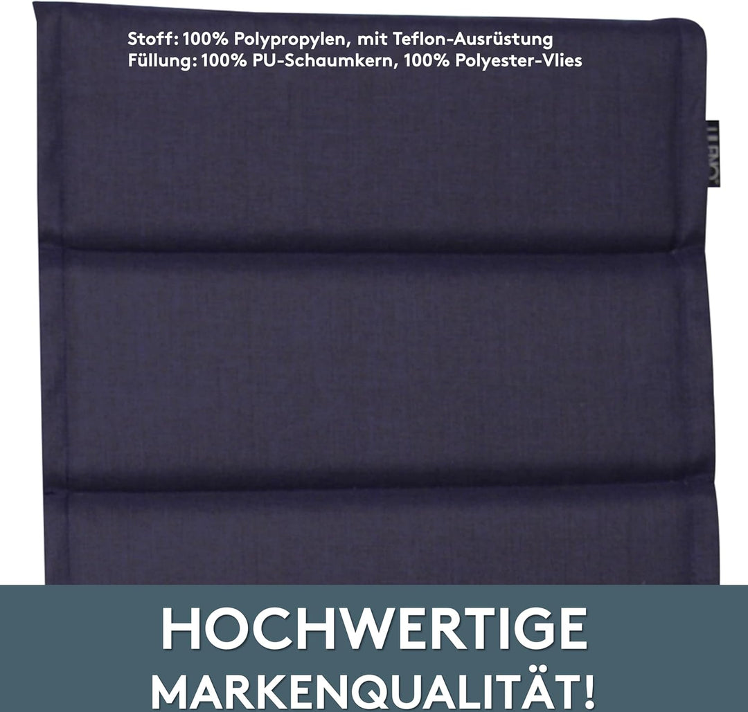 LILENO HOME Gartenstuhl Auflagen als [2er Set - Niedriglehner] in Dunkelblau - Bequeme Liegen als Si