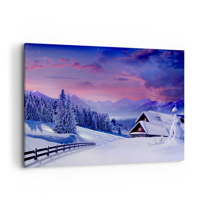 Bilder auf Leinwand 100x70cm Leinwandbild Winter Landschaft Frost Schnee Gross Wanddeko Bild Schlafz