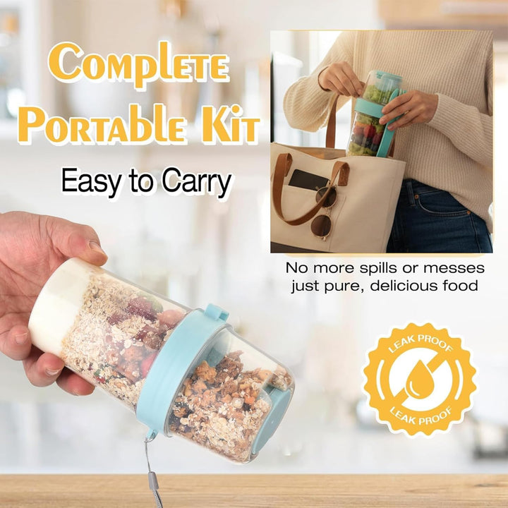 VITEVER 4er-Pack 27 oz wiederverwendbare Joghurt-Parfait-Becher mit Deckel und Löffel, Müsli-Parfait