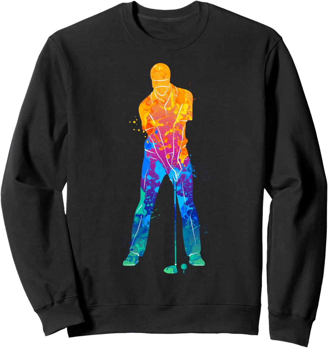 Golf Sport Bunte Farben Golfspieler Sweatshirt