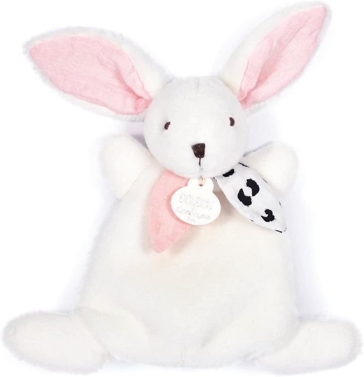 Doudou et Compagnie Mini-Schmusetuch Hase, Rosa, 17 cm, Kollektion Happy Doudou – weiches Plüschtier