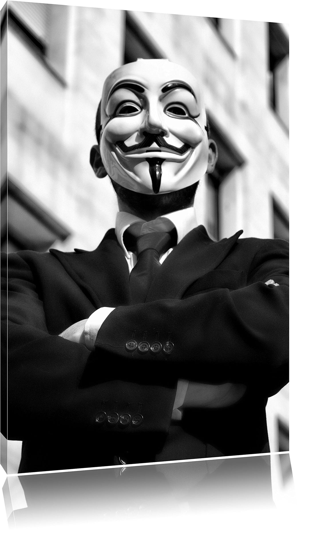 Pixxprint Anonymus Maske als Leinwandbild/Grösse: 100x70 / Wandbild/Kunstdruck/fertig bespannt, 100x