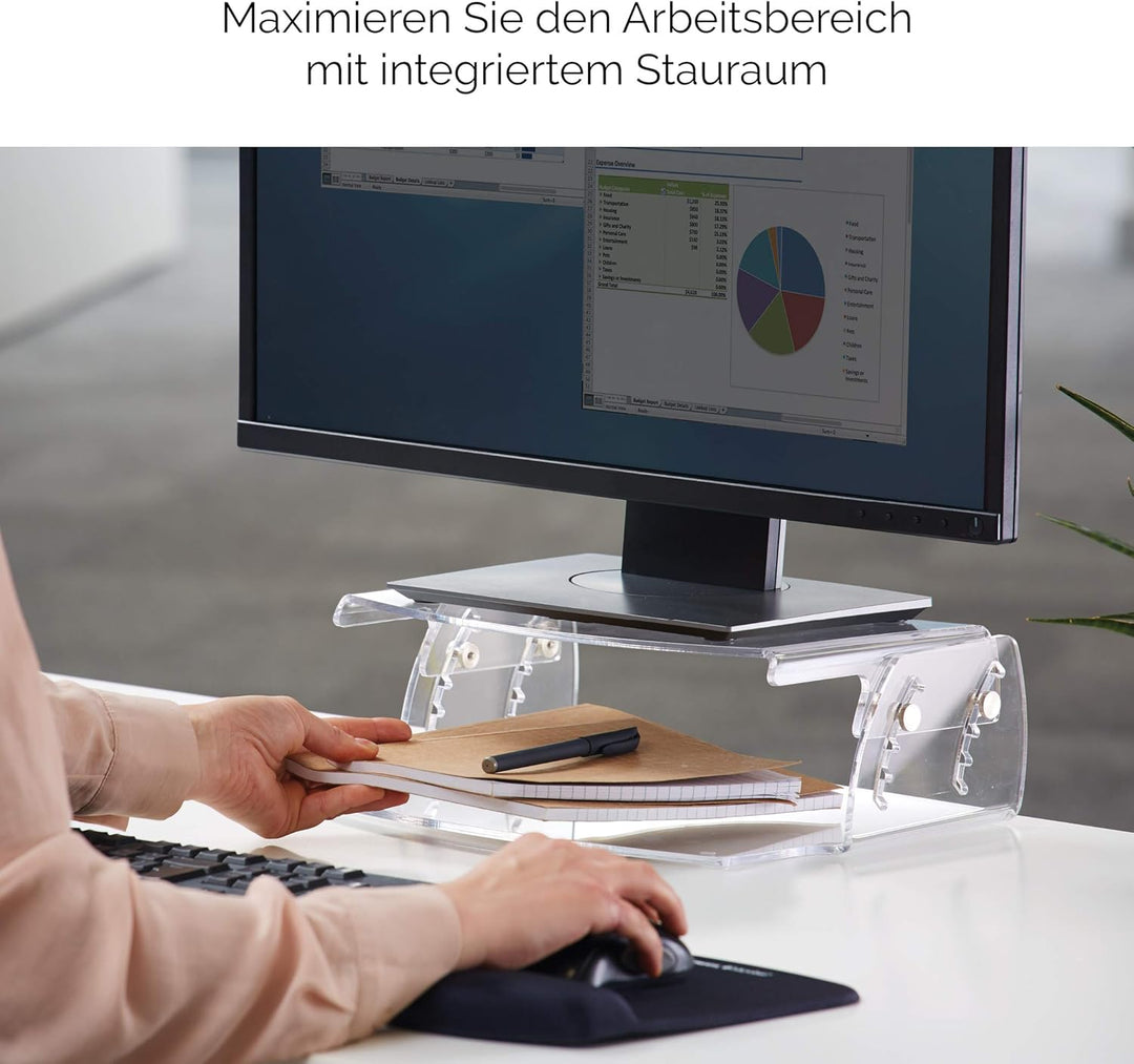 Fellowes Clarity Monitorständer, höhenverstellbar, 10kg Tragkraft, transparent