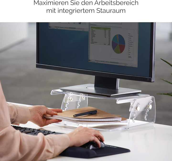 Fellowes Clarity Monitorständer, höhenverstellbar, 10kg Tragkraft, transparent