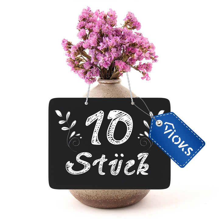 VIOKS 10 Stk Kreidetafeln mit Seil zum Beschriften & Reserviert Schilder - Mini Tafeln 10,2 x 7,6cm