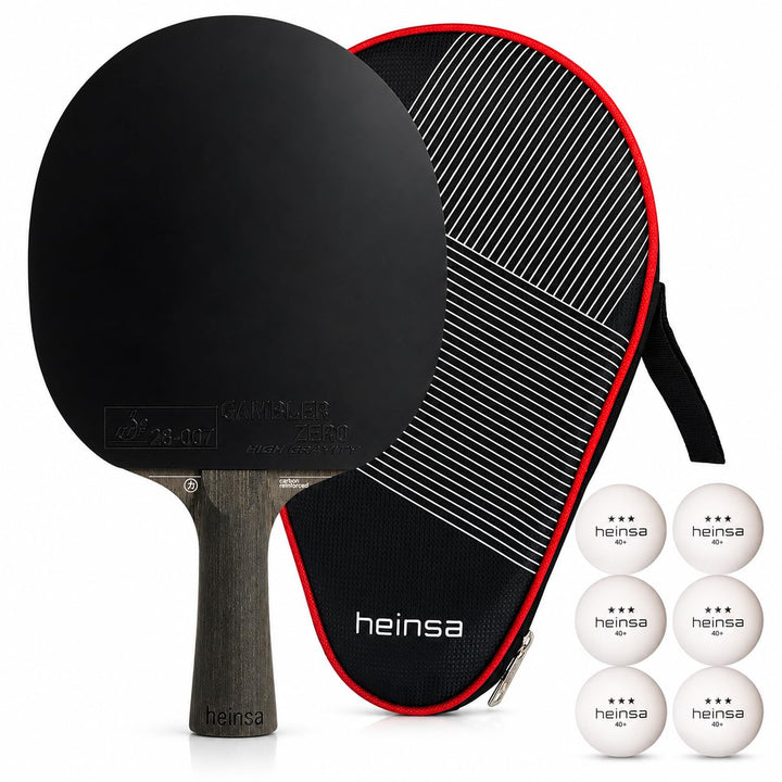 heinsa Carbon Profi Tischtennisschläger ITTF Wettkampf zugelassen Black Edition aus Lichtnussbaum mi