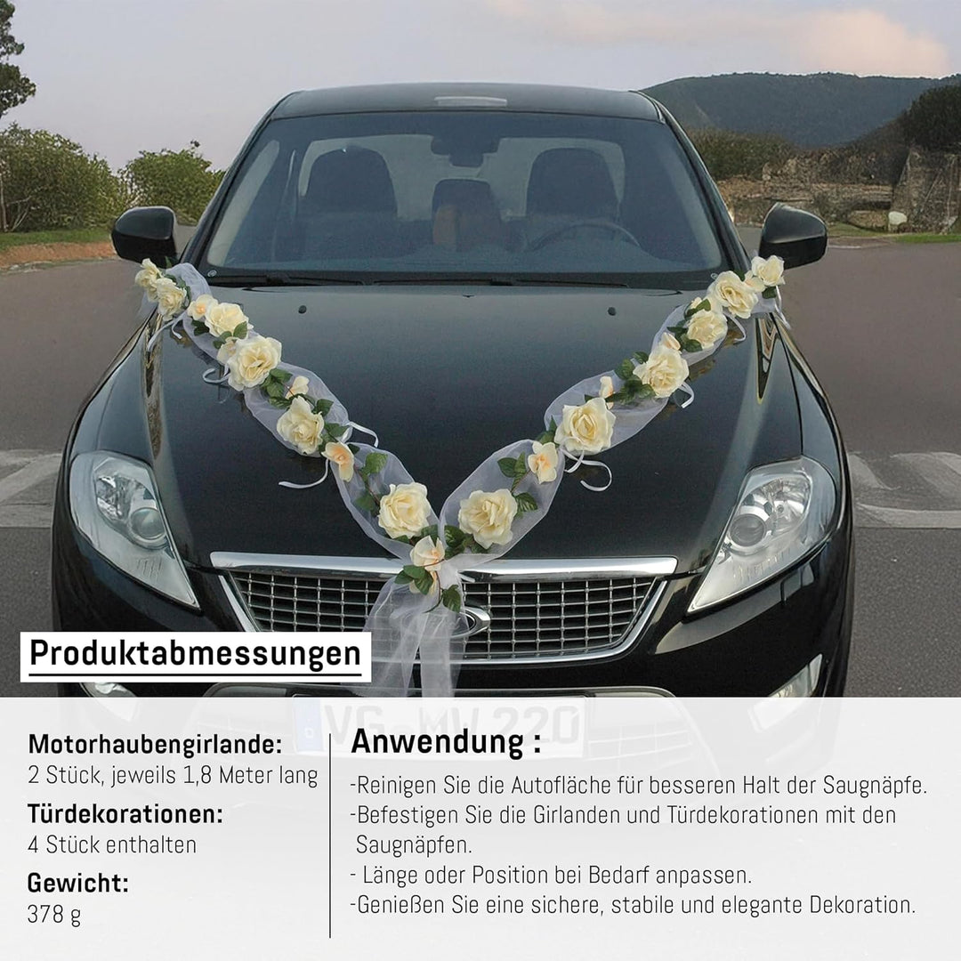 Rosen Girlande Braut Paar Rose Deko Dekoration Autoschmuck Hochzeit Car Auto Wedding ®Auto-schmuck D