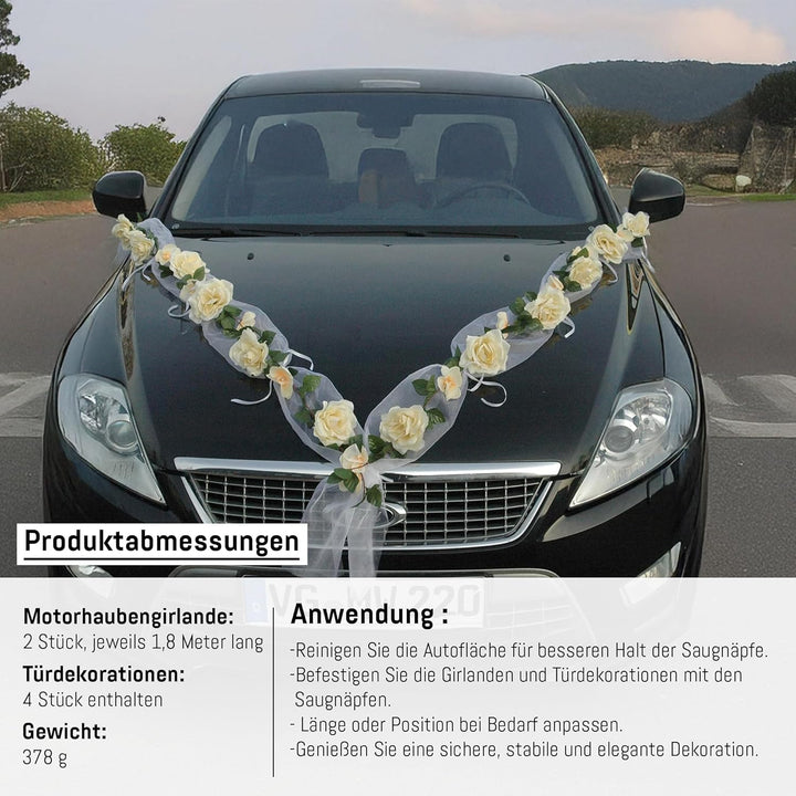 Rosen Girlande Braut Paar Rose Deko Dekoration Autoschmuck Hochzeit Car Auto Wedding ®Auto-schmuck D
