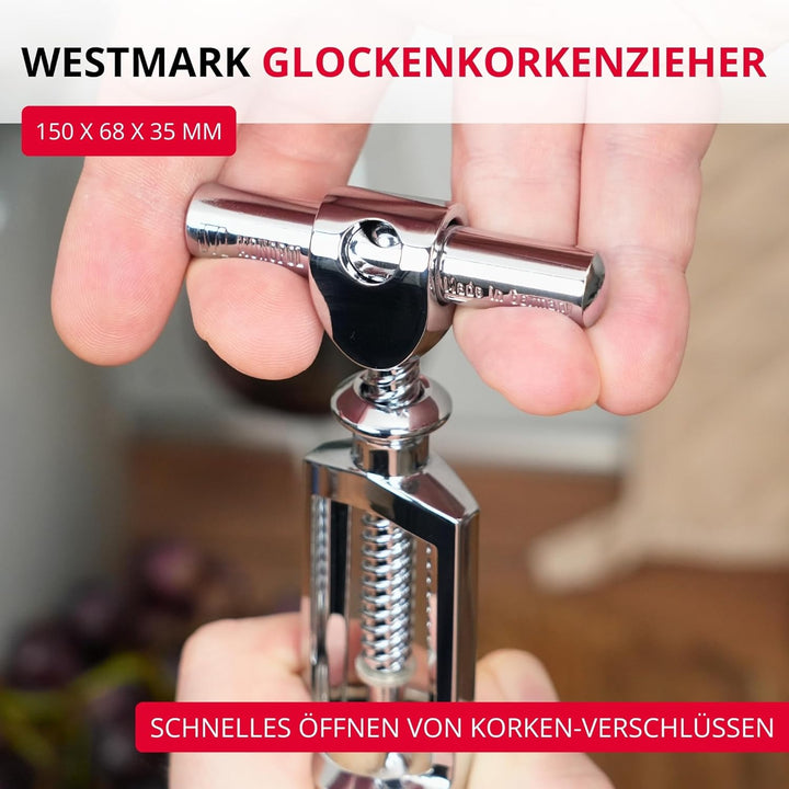 Westmark Glockenkorkenzieher mit Korkabstreifer, Monopol Edition, Stahl/Zink-Druckguss, Chianti, Ver