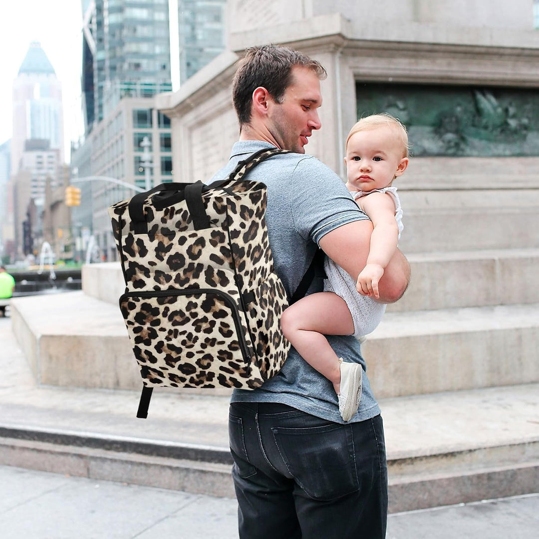 Gelber Leoparden-Tier-Geparden-Muster, Wickeltasche, Rucksack für Damen und Herren, grosser Laptop-R