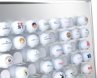 Knix Premium Golfball Setzkasten aus Aluminium für 80 Golfbälle - Schaukasten, Golf-Regal Vitrine Di