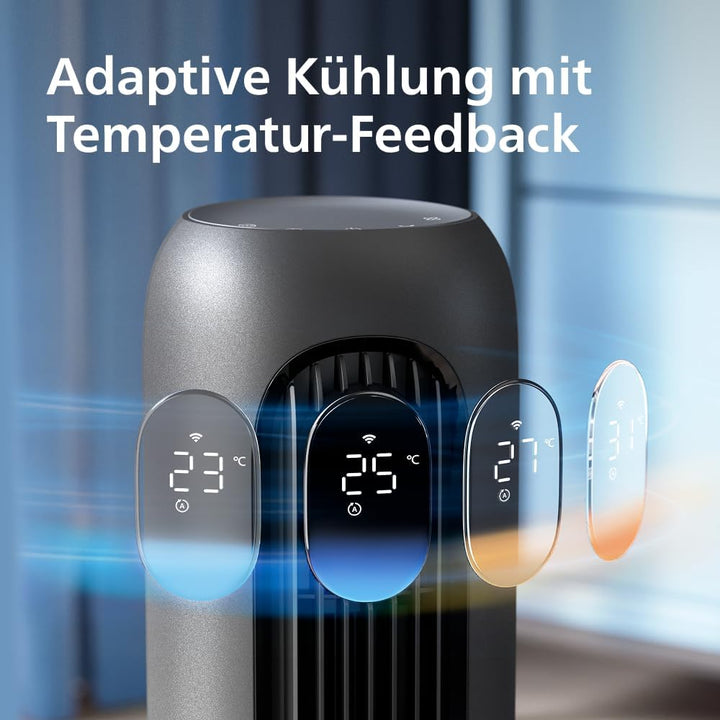 Philips Smarter Turmventilator 7000 Series – 8,4 m/s stark, ultraleise 22 dB, energieeffizient, App