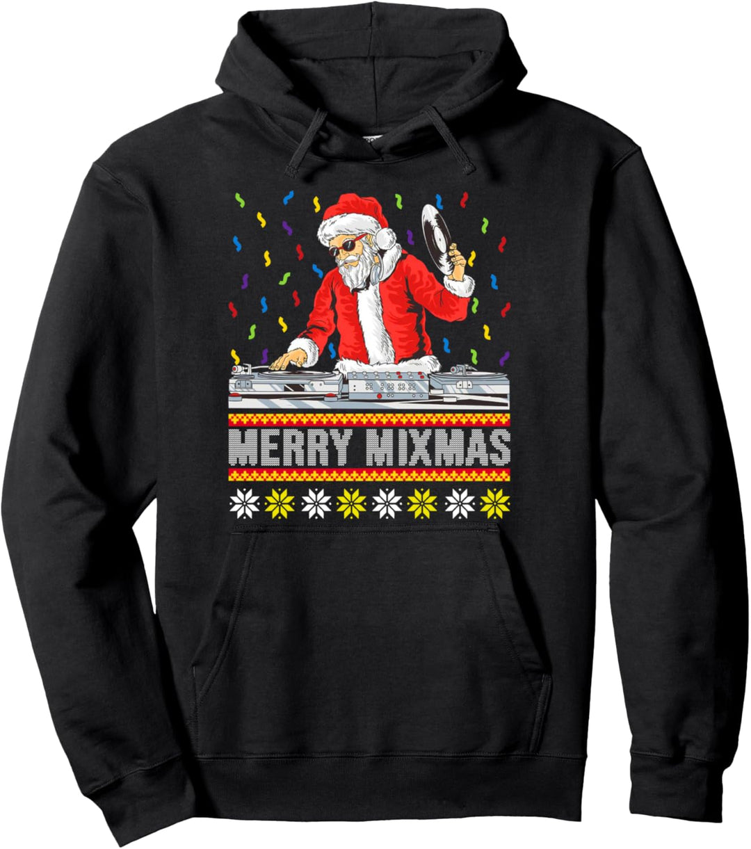 Merry Mixmas Ugly Christmas Apparel Gift for DJ mixer Pullover Hoodie