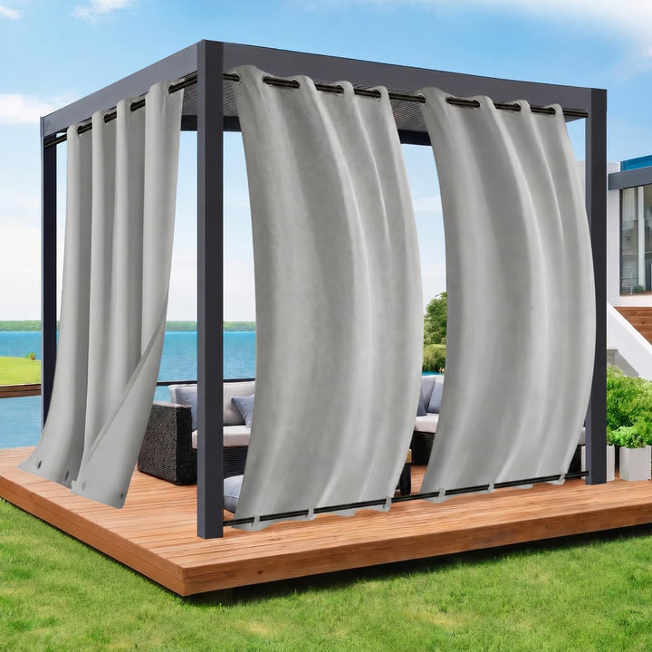 Rosnek 2 Stück Outdoor Vorhang Wetterfest Unten Gewichtet, Outdoorvorhänge mit Ösen 213x132cm Outdoo
