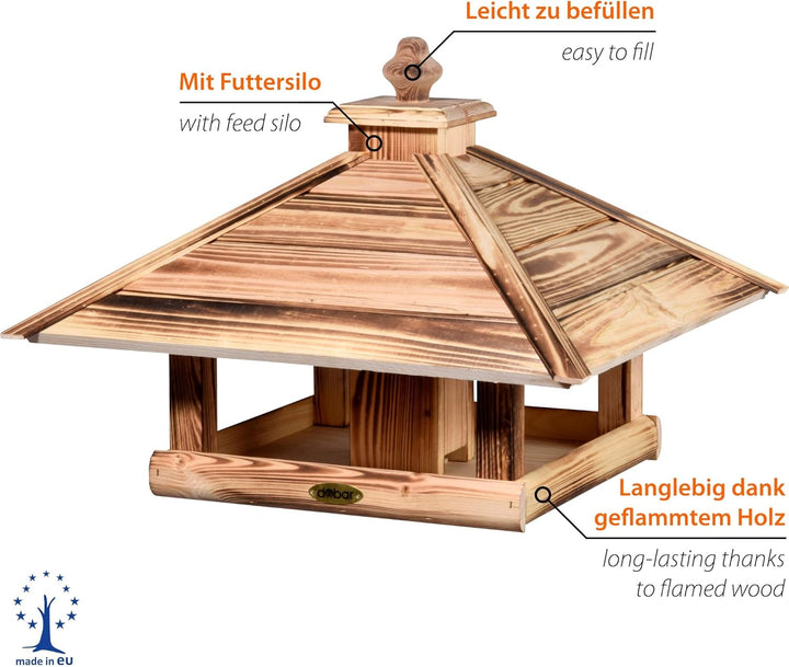 dobar® Green Label 18008FSCe Grosses Vogelfutterhaus Lumbre - Futterhaus aus Holz - Futterstation zu