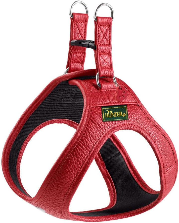 Hunter Hundegeschirr Love, Farbe: rot, weiches Rindsleder, atmungsaktive Mesh-Polsterung, Herz handg