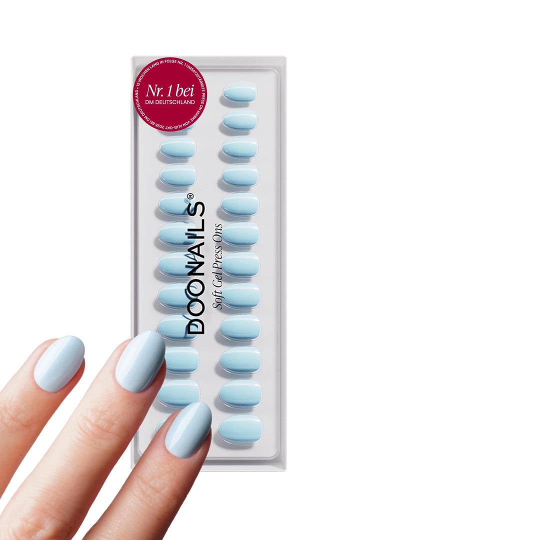 DOONAILS – Press On Nails 30er Set Baby Blue abgerundete Form Blau – Nägel zum Aufkleben Full Cover