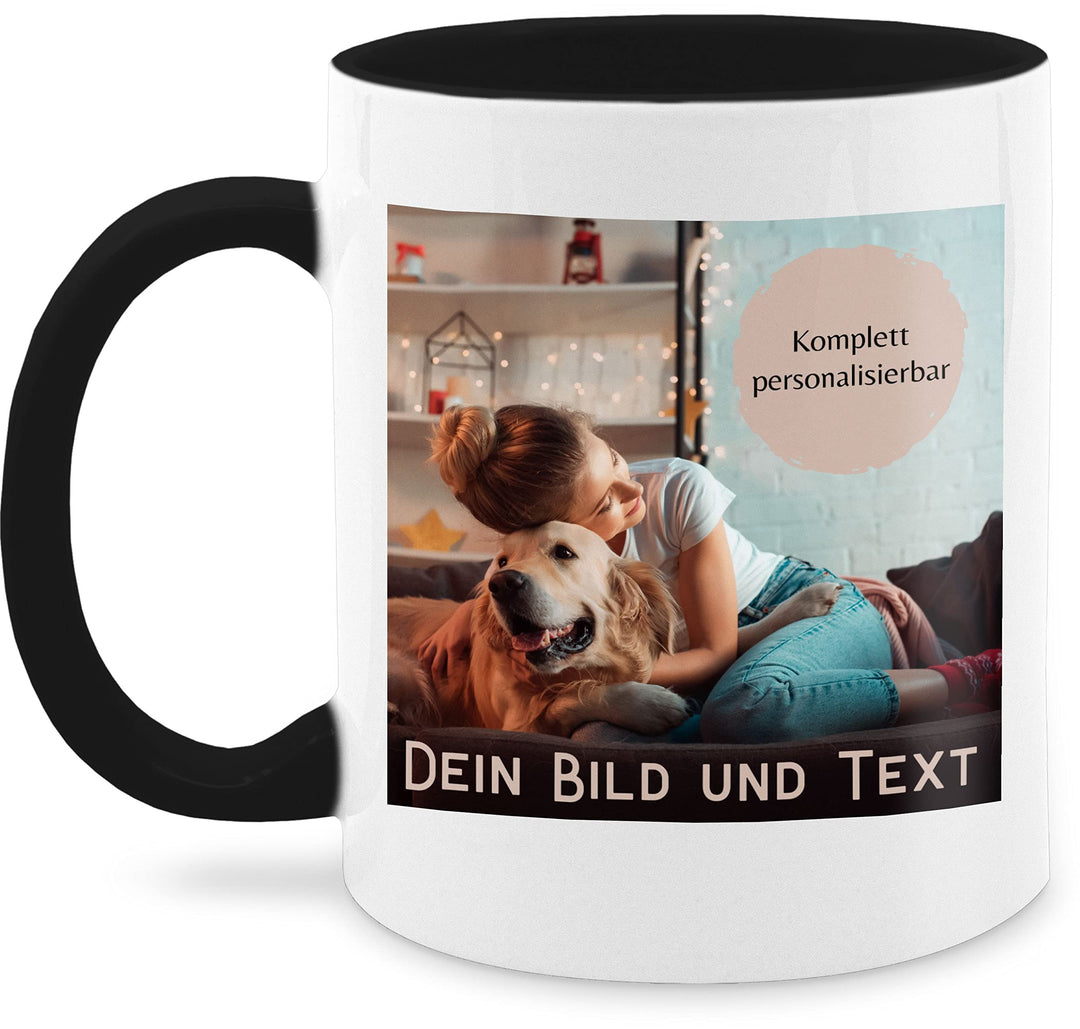 Tasse Tassen 325ml - eigenem - Foto Bild Geschenk I Dein Bild und Text - 325 ml - Schwarz - fototass
