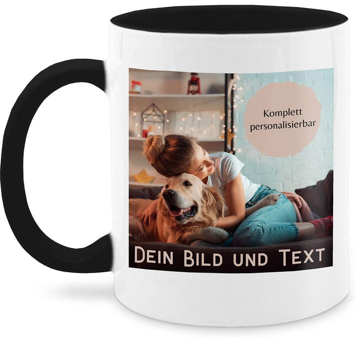 Tasse Tassen 325ml - eigenem - Foto Bild Geschenk I Dein Bild und Text - 325 ml - Schwarz - fototass
