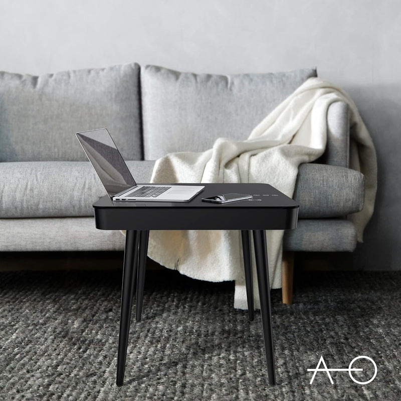 ATLASIO Beistelltisch mit Bluetooth Lautsprecher & Wireless Charger, Couchtisch mit smartem Touchpad